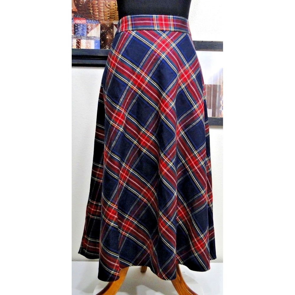 NWT Vintage Red/Black/Green/Blue/Yellow/White Talbots Petite Plaid Skirt Size 16
